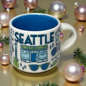 Starbucks Seattle Been There Mini Mug Ornament 2oz 2020 Ceramic EUC